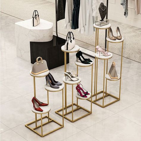 shoe display table,  bag display table, clothing shop fixture,boutique display table Round Display Table, Fashion Store Design, Shoe Store Design, Store Shelves Design, Clothing Store Displays, Retail Store Interior Design, Clothing Store Interior, Desain Pantry, Clothing Store Design