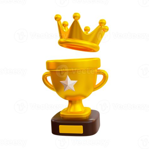 3d minimal winner cup. Achievement award, Trophy cup. Champion trophy, shiny golden cup, Winner award. A champion trophy with a golden crown. 3d rendering illustration. Trophy Illustration, 3d Trophy, 3d Minimal, Winner Cup, Champion Trophy, Award Trophy, Props Concept, Trophy Cup, Church Camp