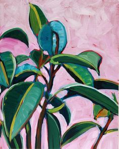 Untitled Sari Shryack, Not Sorry Art, Rubber Tree Plant, Rubber Tree, Plant Painting, Not Sorry, Painted Leaves, Impressionist Paintings, Plant Art