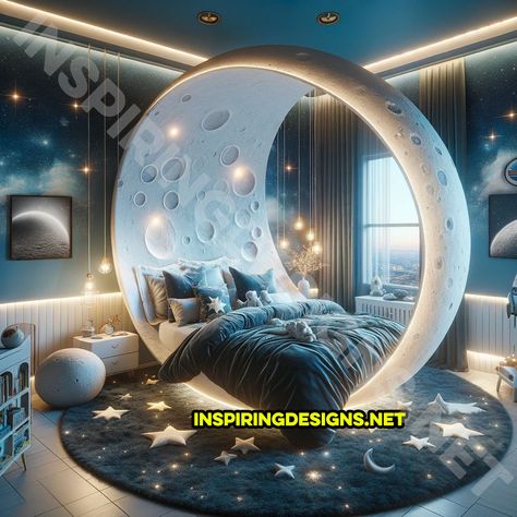 Galaxy Room Design, Space Theme Loft Bed, Space And Ocean Theme Room, Bunk Bed Space Theme, Space Themed Bedroom Aesthetic, Space Bedroom, Night Themed Bedding, Outerspace Bed, Outer Space Bedroom