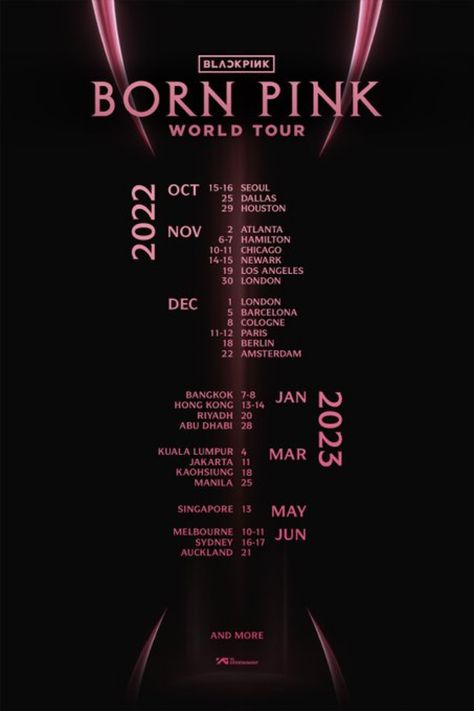 Concert Poster Design, Blackpink Icons, Born Pink World Tour, Pink Tour, Kaohsiung, Pink Posters, Tour Posters, Born Pink, Concert Tickets