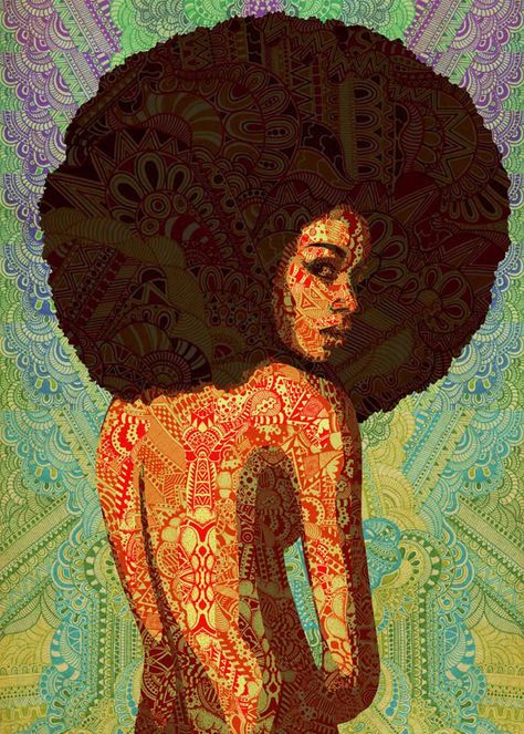 Afro Hair, A Woman, Hair, Art