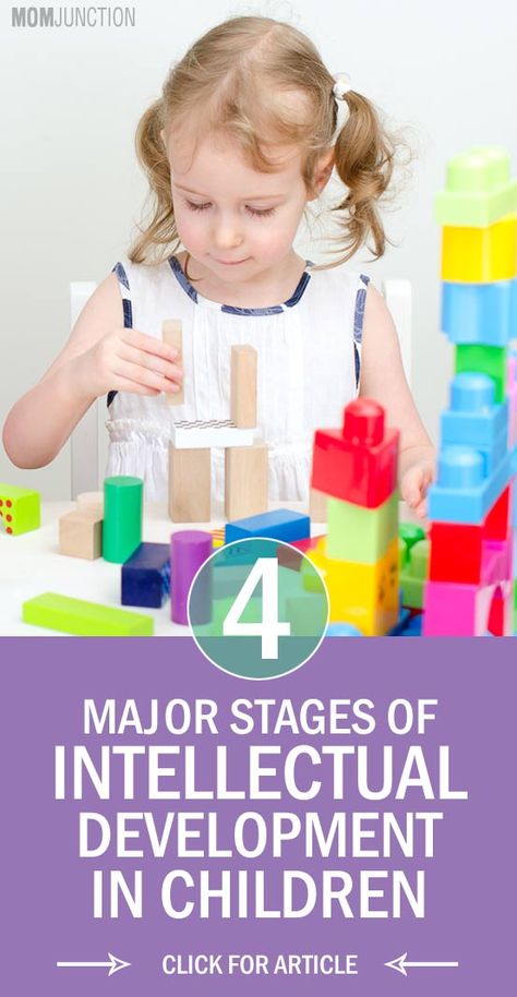 4 Major Stages of Intellectual Development In Children: There are four distinct stages of cognitive development that have been specified by Piaget, stated below. Child Development Psychology, Child Development Theories, Child Development Stages, Child Development Activities, Infant Lesson Plans, Jean Piaget, Intellectual Development, Building Process, Developmental Stages