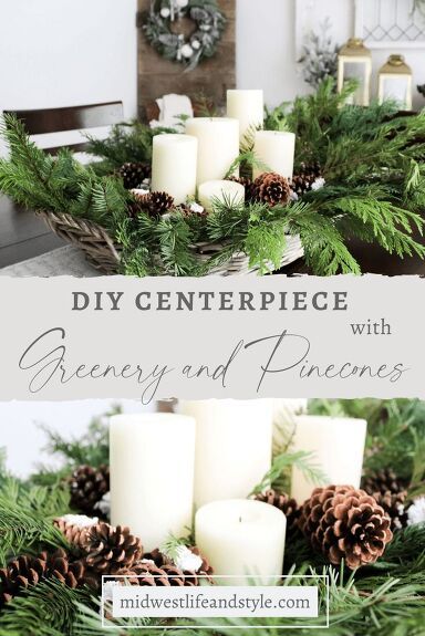 Add some simple and affordable winter decor to your home with your own DIY centerpiece made with greenery and pinecones. *This post contains affiliate links. When you make a purchase using these links, I earn a small commission (at no extra cost to you!) To learn more, you may read my Disclosure Policy. Thank you for supporting my blog! Welcome Winter Blog Hop Today, I’m thrilled to be participating in the Welcome Winter Blog Hop hosted by Cecilia at My Thrift Store Addic… Christmas Dinning Room Centerpieces, Winter Table Centerpieces For Home, Winter Centerpieces For Home, Winter Centerpieces For Table, Centerpiece With Greenery, Winter Table Centerpieces, Pinecone Centerpiece, Dough Bowl Centerpiece, Room Pics