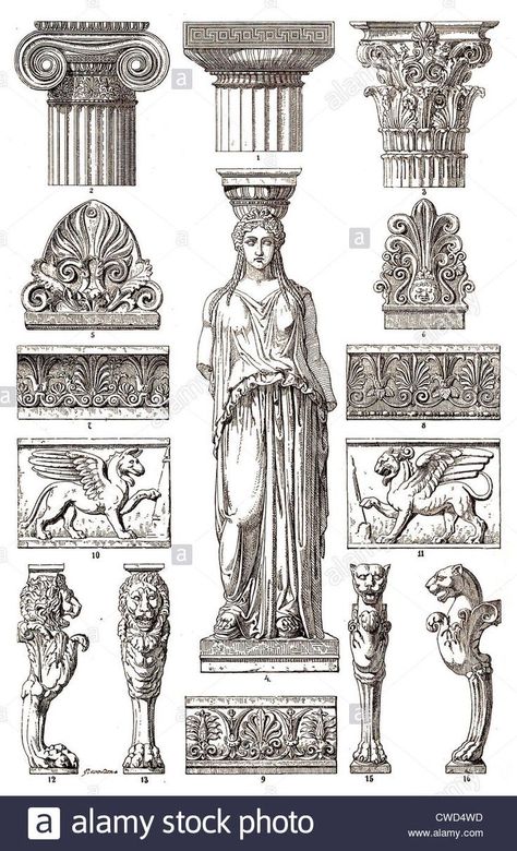 Greek Drawing, Architecture Antique, Architecture Sculpture, Greek Architecture, Ancient Greek Art, Ancient Greek Architecture, Mythology Tattoos, Greek Tattoos, Architecture Tattoo