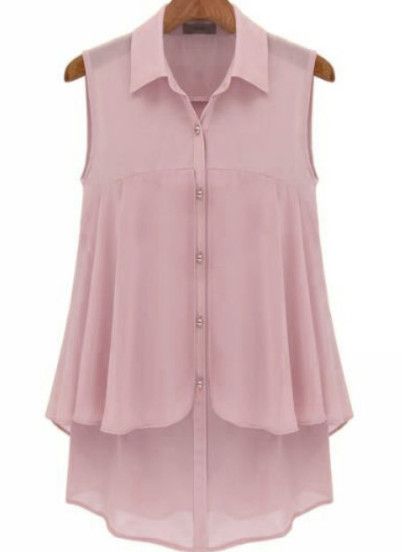 Purple Lapel Sleeveless Buttons Chiffon Blouse Sleeveless Chiffon Blouse, Chiffon Shirt Blouse, Neutral Pink, Layered Tank, Red Chiffon, Pink Chiffon, Chiffon Shirt, Red Top, Chiffon Blouse