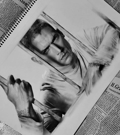 Michael Scofield Drawing, Prison Break Fanart, Prison Break Drawing, Michael Prison Break, Prison Break Tattoo, Michael Scofield, Dominic Purcell, Joker Tattoo, Wentworth Miller