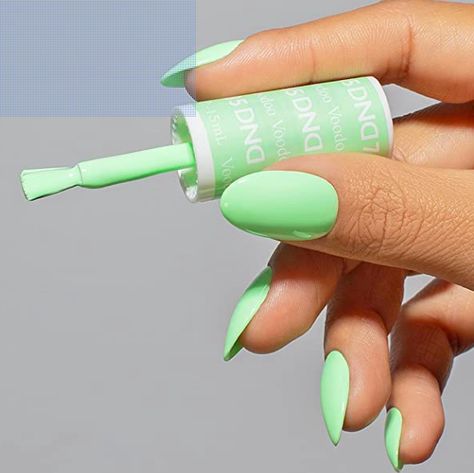 Voodoo Green Nails, Dnd 785 Voodoo, Voodoo Nail Color, Neon Mint Green Nails, Neon Dnd Colors, Dnd Voodoo Nail Polish, Pastel Lime Green Nails, Summer Green Nails Colors, Watermelon Colored Nails