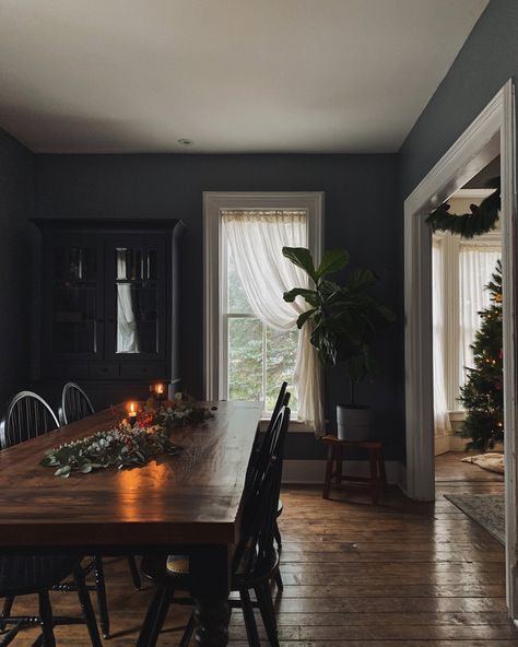 Dining room. Benjamin Moore Templeton Gray Charcoal Wall Dining Room, Kendall Charcoal Benjamin Moore Dining Room, Charcoal Grey Dining Room, Moody Victorian Dining Room, Templeton Gray Benjamin Moore, Benjamin Moore Templeton Gray, Charcoal Dining Room, Grey Dinning Room, Templeton Gray