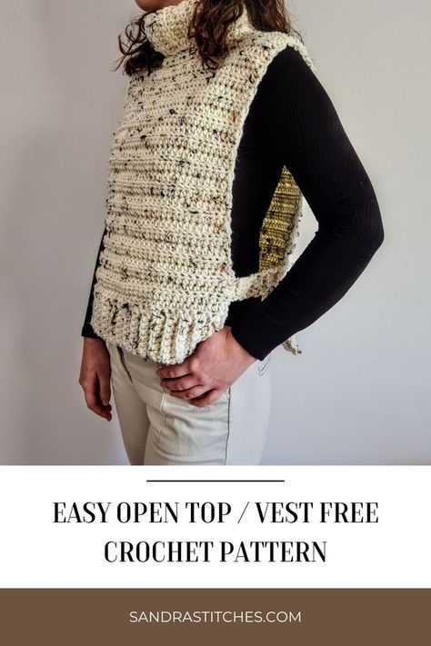 open crochet top pattern Crochet Vest Pattern Free Woman, Crochet Vest Pattern Free Easy, Open Crochet Top, Crochet Vest Pattern Free, Bobble Stitch Crochet, Crochet Capelet, Vest Pattern Free, Crochet Sweater Vest, Top Crochet Pattern