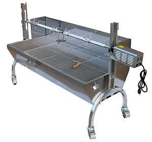 Stainless Steel Spit Rotisserie with backplate 100lbs (Angle) - Latin Touch Patio Bbq Ideas, Garden Kitchen Ideas, Pig Rotisserie, Barbeque Ideas, Pork Bones, Grill Stations, Spit Roaster, Bbq Spit, Pig Roaster