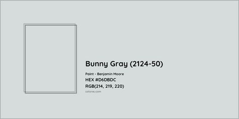 Benjamin Moore Bunny Gray (2124-50) Paint color codes, similar paints and colors Bunny Grey Benjamin Moore, Bunny Gray Benjamin Moore, Benjamin Moore Bunny Gray, Thundercloud Gray, Munsell Color System, Benjamin Moore Gray, Analogous Color Scheme, Paint Color Codes, Rgb Color Codes