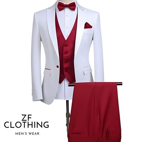 Prom Suits For Men Red, Wedding Blazers For Men, Red Tux, Suits Formal, Prom Suits For Men, Red And White Weddings, Gold Suit, Red Rose Wedding, Suits Wedding