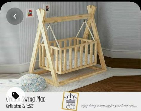 Crib Diy, Wooden Baby Crib, Baby Crib Diy, Wooden Cradle, Diy Crib, Indoor Swing, Wooden Swing, Diy Baby Furniture, Baby Cradle