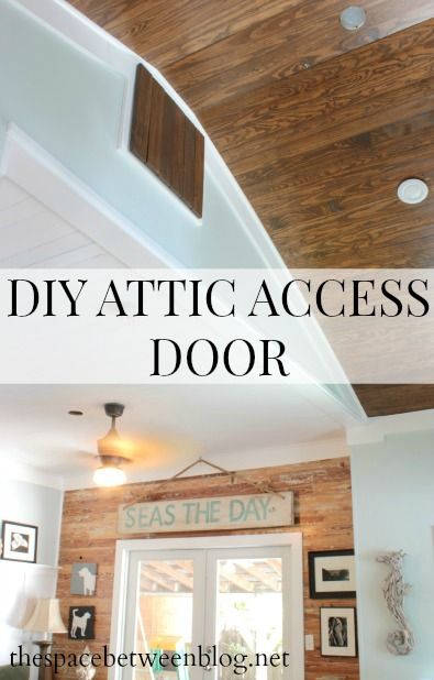 DIY a simple and stylish attic access door.  So many great DIY projects on this blog.  They are renovating an entire house, one DIY at a time. Attic Access Door In Wall, Attic Access Door, Renovation Old House, Attic Door, Attic Decor, Attic Wardrobe, Attic Staircase, Attic Lighting, Attic Doors