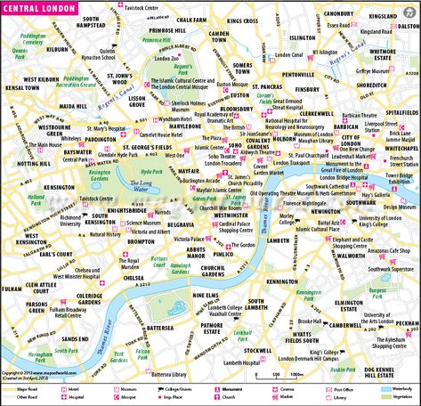 Central London map is a good source for district attractions London Tourist Map, Central London Map, London Map Poster, London Central, Bloomsbury London, London 2022, London Sightseeing, Map Of London, London Restaurant