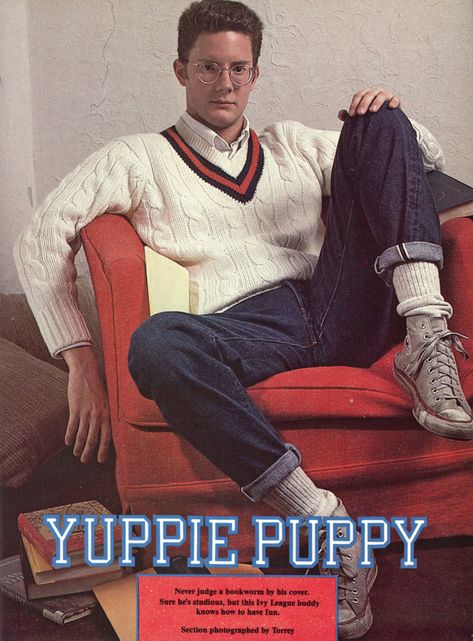 Yuppie: "young urban professional" dressed to impress and stayed in the media for making money so young 90s Yuppie Fashion, 80s Yuppie Fashion, 90s College Aesthetic, 80s Yuppie, 80s Lifestyle, Yuppie Fashion, 1986 Fashion, Elite Lifestyle, 1980s Mens Fashion