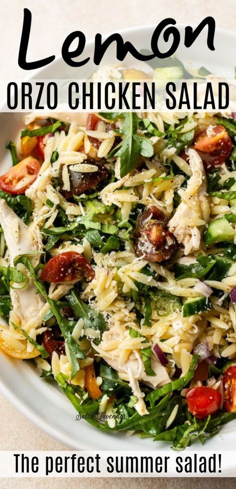 Grilled Chicken Orzo Salad, Lemon Orzo Pasta Salad Recipes, Lemon Chicken Orzo Pasta Salad, Orzo Salad Chicken, Orzo Pasta With Chicken, Macaroni Grill Orzo Pasta Salad, Lemon Orzo Chicken Salad, Salads With Celery, Magnolia Chicken Salad