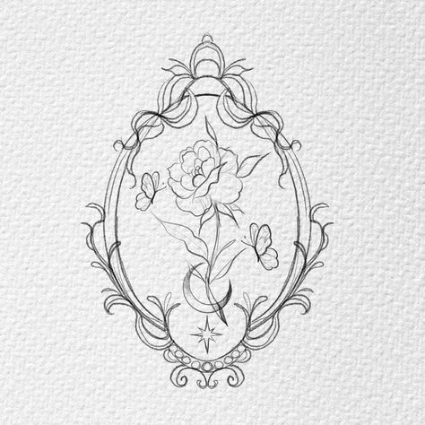 Vintage Mirror Tattoo, Mirror Tattoos, Framed Tattoo, Tattoo Care, Tattoo Portfolio, Girly Tattoos, Simplistic Tattoos, Tattoo Design Drawings, Creative Tattoos