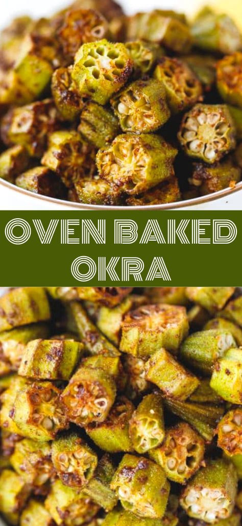 Baked Okra Recipes Ovens, Okra In The Oven, Oven Fried Okra, Cook Okra, Baked Okra, How To Cook Okra, Roasted Okra, Keto Side Dish, Okra Recipe