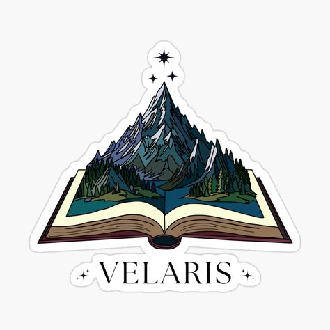 Get my art printed on awesome products. Support me at Redbubble #RBandME: https://www.redbubble.com/i/sticker/Velaris-The-City-of-Starlight-ACOTAR-Inspired-Art-by-booksinthelab/164608175.EJUG5?asc=u Acotar Mountain, Acotar Stickers, Book Mountain, Pages Of Books, Bookish Stickers, Literary Art, Sticker Making, Kindle Stickers, Night Court