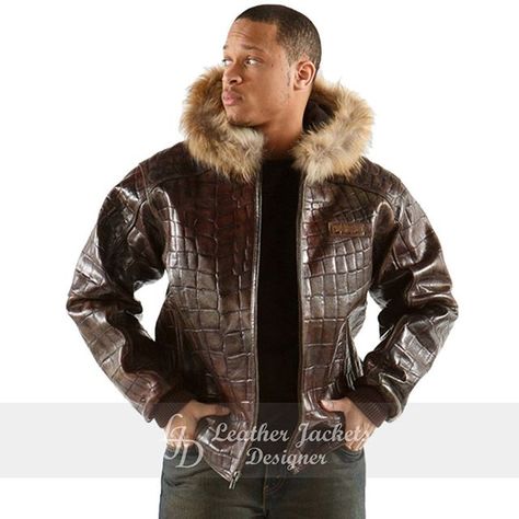 Pelle Pelle Jackets, Hooded Leather Jacket, Rock Style Men, Jacket Fur, Fur Leather Jacket, Leather Jacket With Hood, Brown Leather Jacket, Fur Hood, Brown Jacket