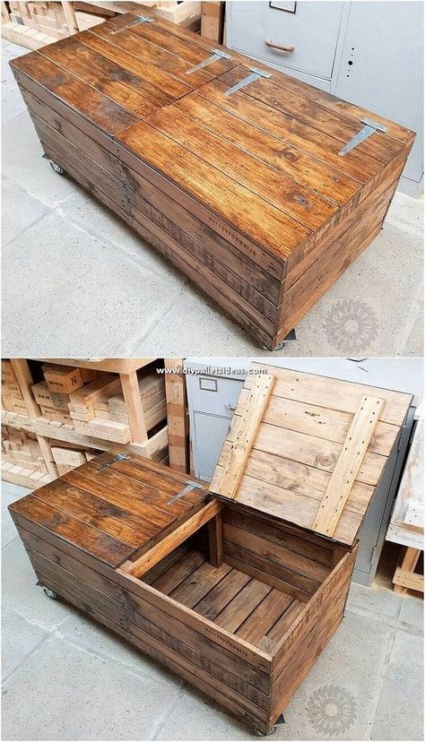 Seat With Storage, Wood Pallet Recycling, Pallet Seating, Used Pallets, Wood Projects For Beginners, Reclaimed Pallets, Wooden Pallet Projects, Recycled Pallets, Pallet Crafts