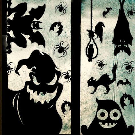 PRICES MAY VARY. Giant Size:The Halloween widnow cling measures 27.56 (L) X 15.75 (W) inches,large emough for covering your glass window.You can enjoy it in the distance. Spooky Halloween Design:Featuring scary ghost and monster silhouette,comes with spiders and bats.Creppy addition to your Halloween party decoration. Material:The Halloween window stickers are made of vinyl with great water-resistance and durability.Easy to stick and remove without leaving residues. Easy to Use:No glue required, Halloween Window Stencils, Halloween Sillouette Art Window, Window Decorations Halloween, Window Monster Silhouettes, Scary Window Silhouettes, Halloween Window Art, Mirror Refrigerator, Monster Silhouette, Halloween Window Decor