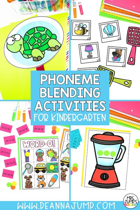 These engaging phoneme blending activities for kindergarten are a great addition to your small group phonological awareness practice. Help your students practice blending phonemes with these engaging activities. Click here to take a closer look at these phonological awareness activities for phoneme blending practice. Blending Activities For Kindergarten, Blending Activities, Preschool Reading Activities, Phonics Games For Kids, Phoneme Blending, Reading Games For Kids, Fun Reading Activities, Phonological Awareness Activities, Reading Stations