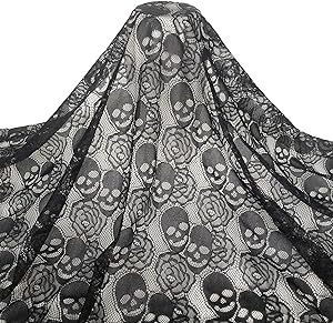 Tablecloth Curtains, Black Lace Fabric, Floral Lace Fabric, Skull Fabric, Wedding Tablecloths, Lace Table Runners, Lace Table, Lace Tablecloth, Black Skull