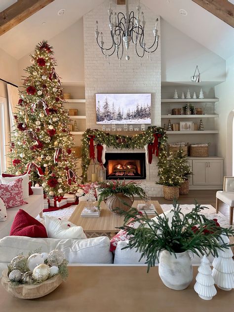 Twinkling Tree, Beautiful Storm, Walmart Christmas, Cozy Christmas Living Room, Ribbon Tree, Kitchen Christmas Gifts, Jillian Harris, Christmas Mantle Decor, Christmas Interiors