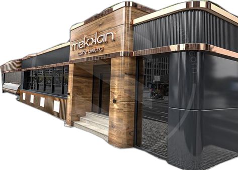 Modern Store Fronts Facades, Facade Design Restaurant, Restaurant Exterior Design Store Fronts, Shop Exterior Design Modern, Restaurant Elevation Design, Facade Design Shop, Shop Front Design Modern, Shopfront Design Retail, Modern Store Exterior