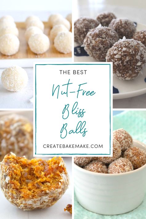 Healthy Sweet Snacks Nut Free, Nut Free Bliss Balls For Kids, Nut Free Power Balls, Nut Free Energy Bites, Energy Bites Nut Free, Date Balls Nut Free, Healthy Snacks Nut Free, Nut Free Bliss Balls, Nut Free Energy Balls For Kids