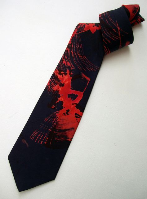 'Fire'.    Bespoke pure silk, hand finished quality tie, hand printed in my studio.  'Zen' range.  Carol Mackenzie Gale (copyright) Accessory Inspo, Chill Fits, Tie Design, Cool Ties, Emo Outfits, Manado, Dream Clothes, Sewing Inspiration, Look Cool