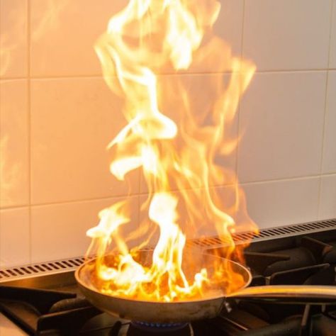 Kitchen Fire Safety, Fire Control, Drawings Tutorials, Kitchen Stove, Home Safes, Out Of Control, Fire Safety, Anime Drawings Tutorials, Cooking Oil