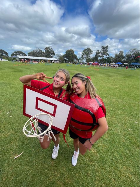 Red team basketball costume shooter idea sports day running school Red Team Spirit Ideas, Sports Day Costume Ideas, Sports Day Spirit Week, Basketball Halloween Costume, Basketball Costume, Spirit Weeks, Halloween Customs, Sports Costume Ideas, School Sports Day