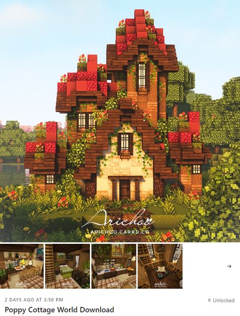 Brown Mushroom House Minecraft, Cottagecore Minecraft House Interior Ideas, Big Mushroom House Minecraft, Minecraft Spruce House Ideas Cottage, Minecraft Building Ideas Spruce, Mushroom Cottage Minecraft, Minecraft Spruce Cottage, Minecraft Cottage Core House, Fairy Core Minecraft