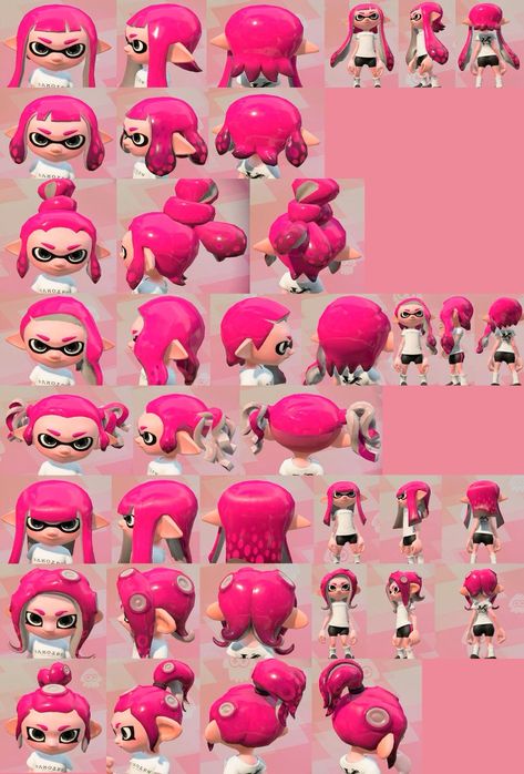 Inkling Drawing Reference, Splatoon Oc Reference, How To Draw Octoling Hair, Splatoon Hair Reference, How To Draw Splatoon Hair, Inkling Hairstyles Splatoon 3, Cute Splatoon Art, Inkling Reference, Splatoon Art Reference