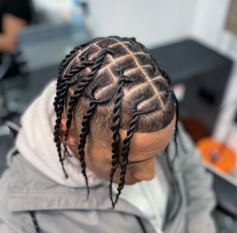 Mens Single Plaits Hairstyles, Hair Tattoos Ink, Singles For Men Hair, Easy Braided Hairstyles For Men, Corn Rolls Men, Kamikaze Twist Hairstyle Men, Easy Braids For Men, Two Strand Twist Men Fade, 2strand Twist Hairstyles Men