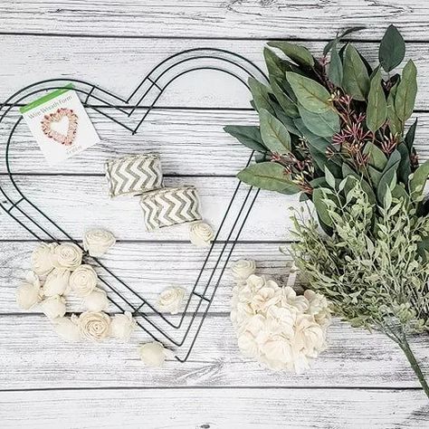 Wire Heart Wreath! | Hometalk Wire Heart Wreath, Diy Letter Board, Mercury Glass Diy, Valentine Craft, Heart Shaped Wreaths, Wire Heart, Hydrangea Not Blooming, Rag Wreath, Diy Letters