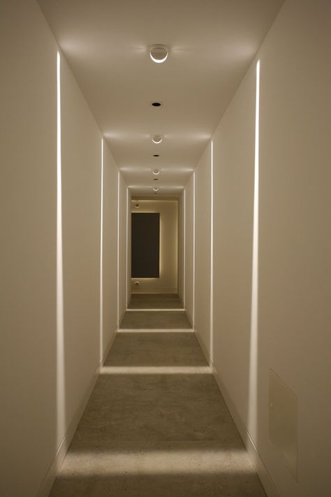 Baxter Lighting, Corridors Design Home, Exterior Lighting Design, Commercial Lighting Design, Corridor Design, Corridor Lighting, Stair Lighting, Commercial Buildings, Home Entrance Decor