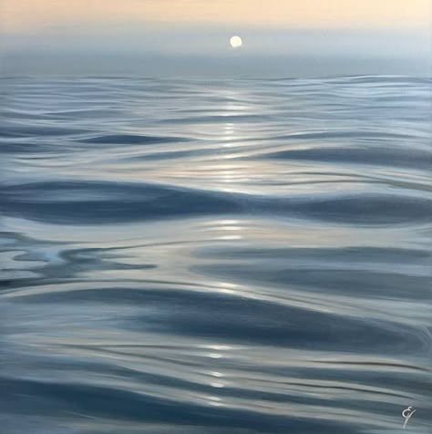 Original realism painting by Eva Volf (United States). This one-of-a-kind oil on canvas painting measures 36W x 36 H inches, and is framed, and is ready to hang. The seascape painting ships in a box directly from the artist's studio and is covered by the 14-day satisfaction guarantee from Saatchi Art, so you can buy with confidence. Oil Paint Water, Painting Ocean Sunset, Painting Ocean Waves, Ocean Sunset Painting, Painting Waves, The Beach Painting, Painting 2023, Art Knowledge, Seascape Artwork