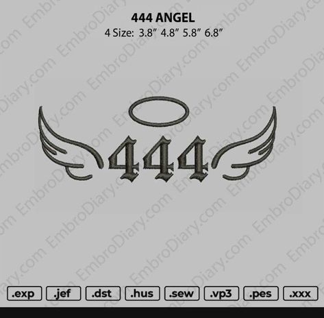 Embroidered angels in various styles, perfect for decorating your home or giving as a#gothicfonts #darkdesign #typographyinspo #vintagevibes #spookyfonts 444 With Angel Wings Tattoo, 444 Tattoo Design, 444 Number, 444 Tattoo Meaning, 444 Aesthetic, Old English Font Tattoo, 777 Tattoo Meaning, Friends Meaning, Partner Tattoo