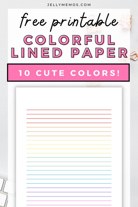 Fun & free Printable Rainbow Notebook Paper - JellyMemos | Free paper printables, Free writing paper, Paper template free printable Note Taking Paper Free Printable, Free Printable Notes Templates, Lined Paper Printable Free, Printable Note Paper Templates, Free Journal Printables, Stationary Printable Free, Housework Schedule, Printable Notes Templates, Blank Backgrounds