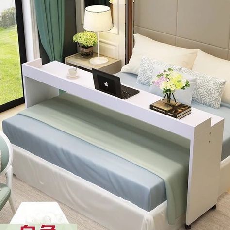 Bed Table On Wheels, Over The Bed Table, Overbed Table, Over The Bed, Guest Room Office, Ikea Malm, Relaxing Bedroom, Bed Table, Unique Furniture