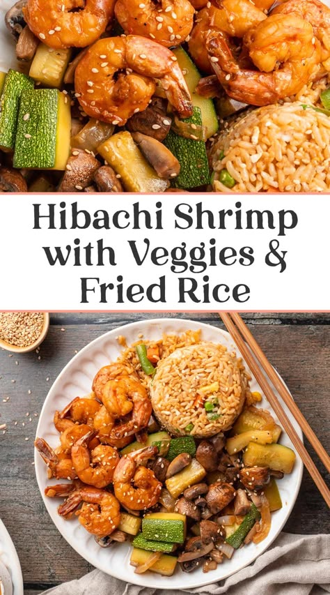 Hibachi Onion Volcano, Black Stone Shrimp Fried Rice, Zucchini Hibachi Recipe, Shrimp Fried Rice Recipe Hibachi, Hibachi Style Zucchini, Blackstone Hibachi Shrimp, Hibachi Food At Home, Hibachi Chicken And Shrimp Fried Rice, Shrimp And Zucchini Stir Fry