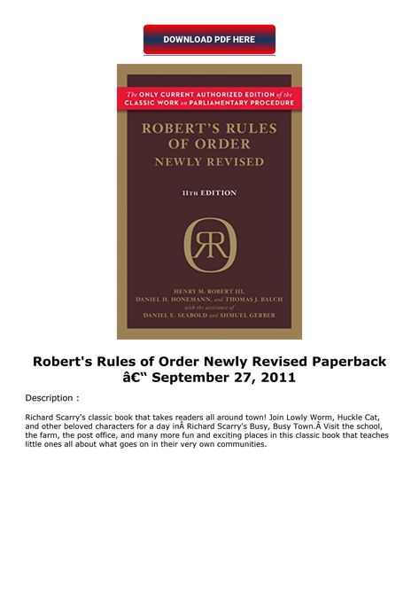 roberts-rules-of-order-newly-revised-----paperback Roberts Rules Of Order For Kids, Robert’s Rules Of Order, Parliamentary Procedure, The First 90 Days, James Rollins Books, Robert Kiyosaki Books, Novoneel Chakraborty Books, Richard Scarry, Classic Books