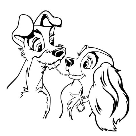 Disney Sleeve, Disney Art Drawings, Art Disney, Pinturas Disney, Disney Coloring Pages, Disney Tattoos, Lady And The Tramp, Silhouette Art, Cute Coloring Pages