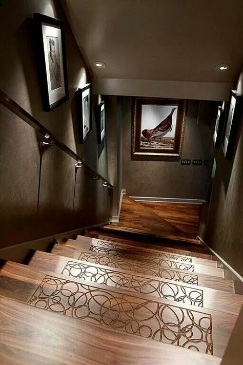 Engraved stairs to help keep socks from slipping. Renovation Plan, Basement Steps, Contemporary Staircase, Modern Basement, Stairs Architecture, Basement Stairs, Interior Stairs, Basement Decor, Basement Renovations