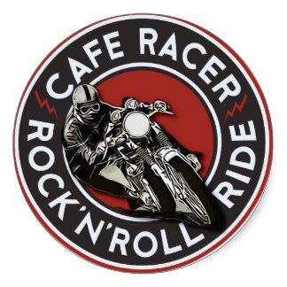 R n R Cafe racer Round Sticker Cafe Racer Moto, Music Themed Decor, Motorbike Art, Motorcycle Artwork, Motos Vintage, Cafe Racer Style, Motorcycle Logo, Cafe Racing, Motorcycle Posters